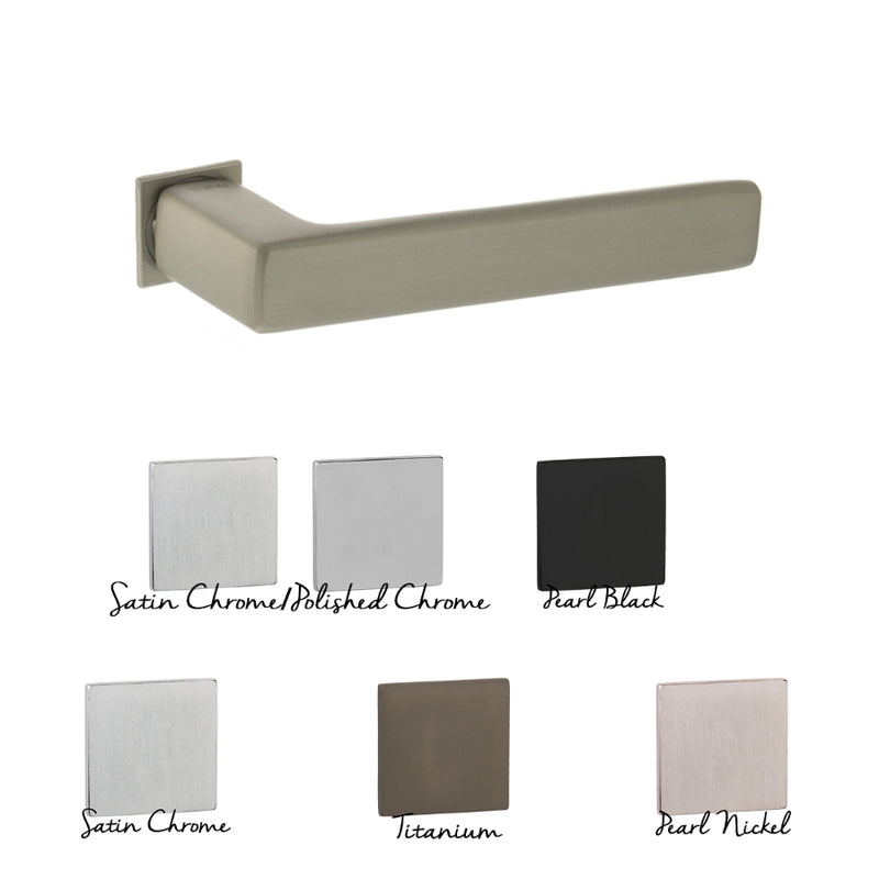 Tupai Rapido 5S Line Portel Lever Door Handle on Concealed Square Rose - Pearl Nickel