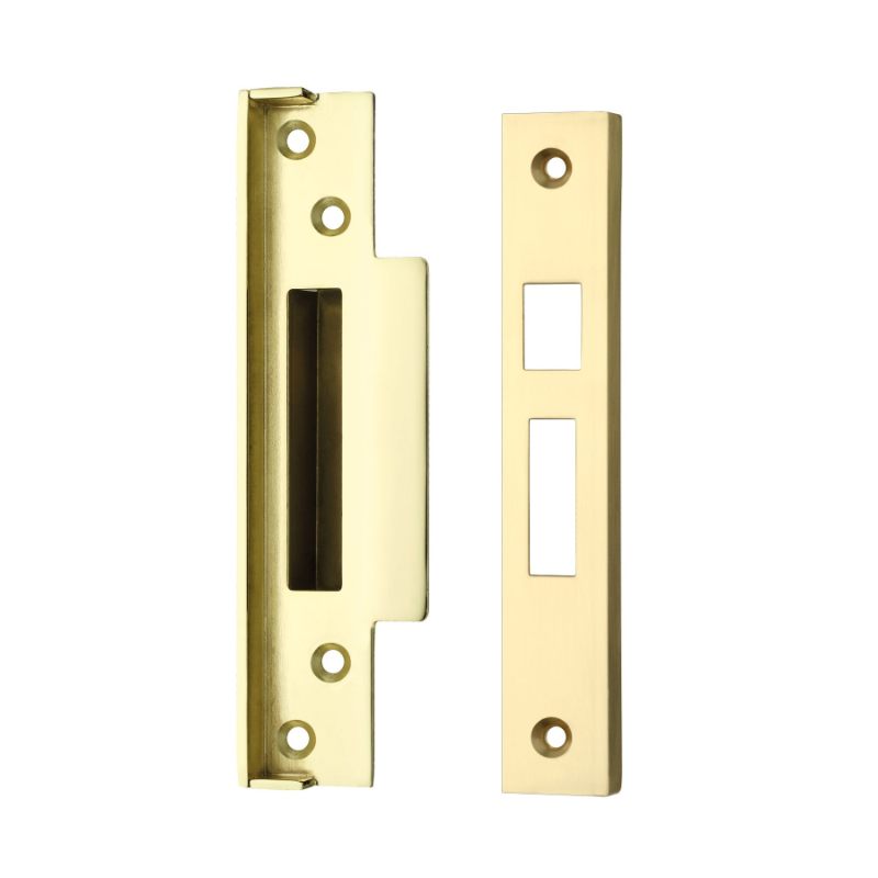 Zoo Rebate Kit to suit BS 5 Lever Sash Locks - suitable for 64mm and 76mm - contains right and left rebate and sash strike-Electro Brass