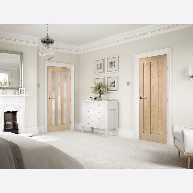 Pre-Assembled Utah Glazed 3L Frosted Pre-finished Oak Door Set