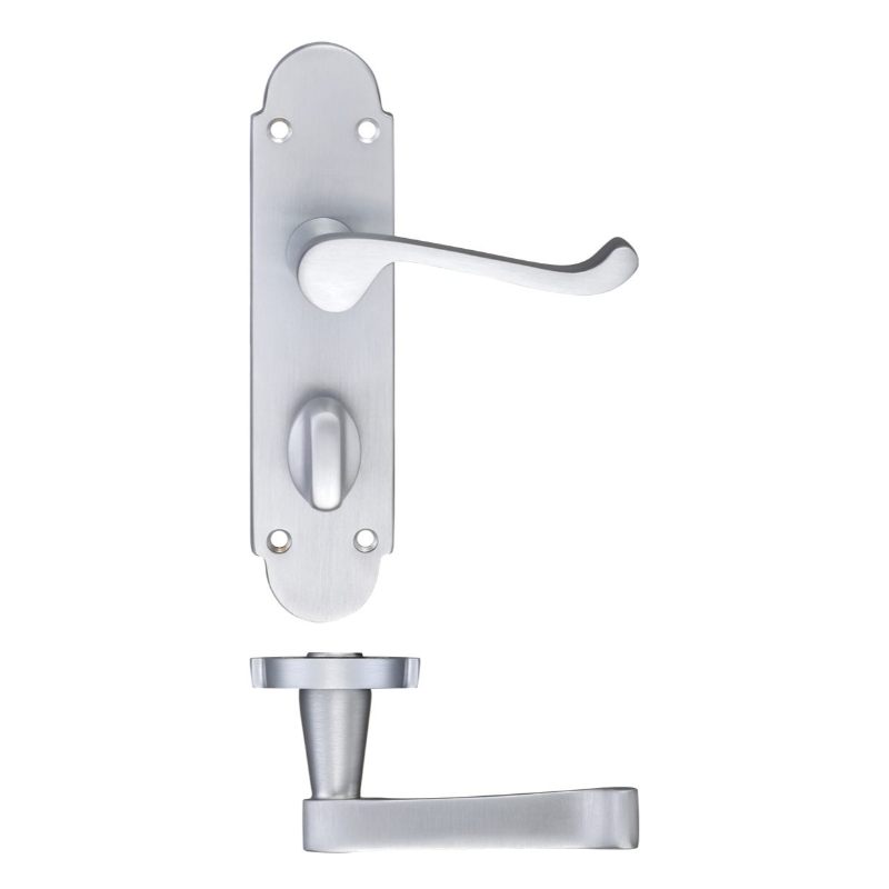 Zoo Oxford Lever Bathroom (57mm c/c) Furniture 170 x 42mm-Satin Chrome