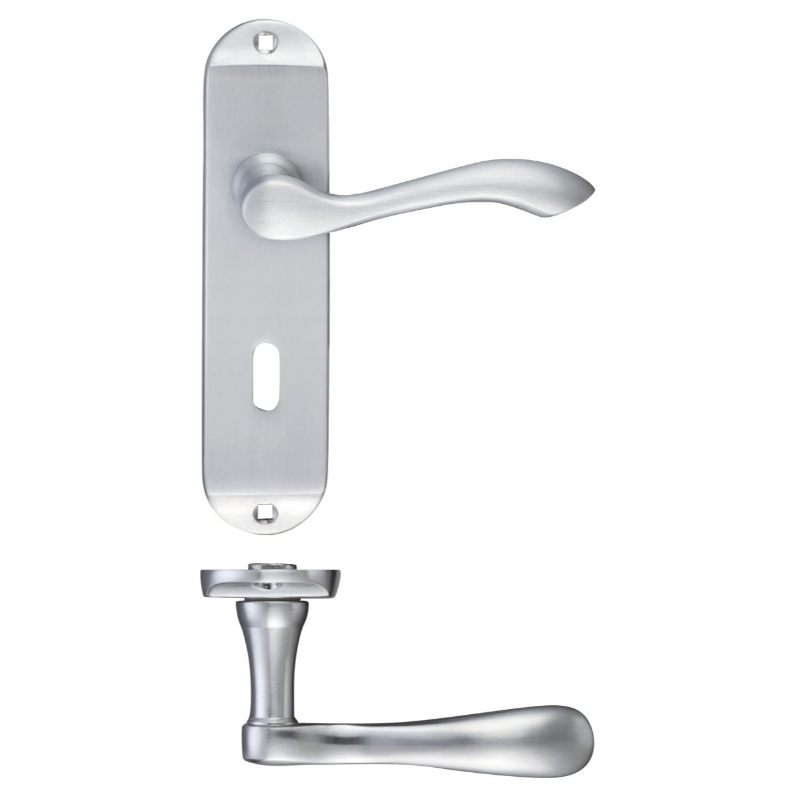 Zoo Arundel Lever Lock (57mm c/c) Furniture - Short Plate 175 x 42mm-Satin Chrome