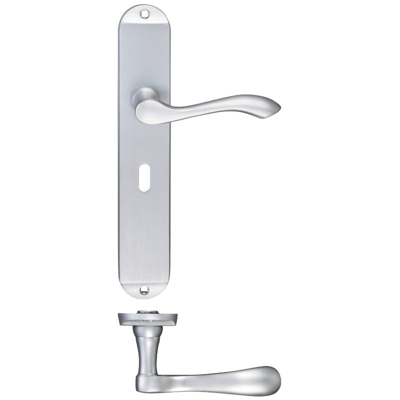 Zoo Arundel Lever Lock (57mm c/c) Furniture - Long Plate 245 x 42mm-Satin Chrome