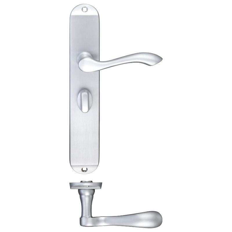 Zoo Arundel Lever Bathroom (57mm c/c) Furniture - Long Plate 245 x 42mm-Satin Chrome