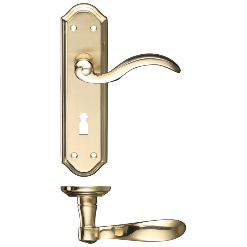 Zoo Winchester Lever Lock (57mm c/c) Furniture 180 x 48mm-Satin Brass / Polished Brass