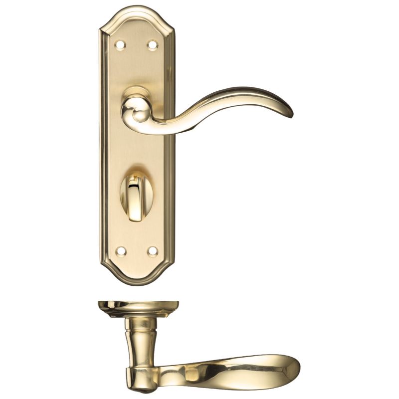 Zoo Winchester Lever Bathroom (57mm c/c) Furniture 180 x 48mm-Satin Brass / Polished Brass