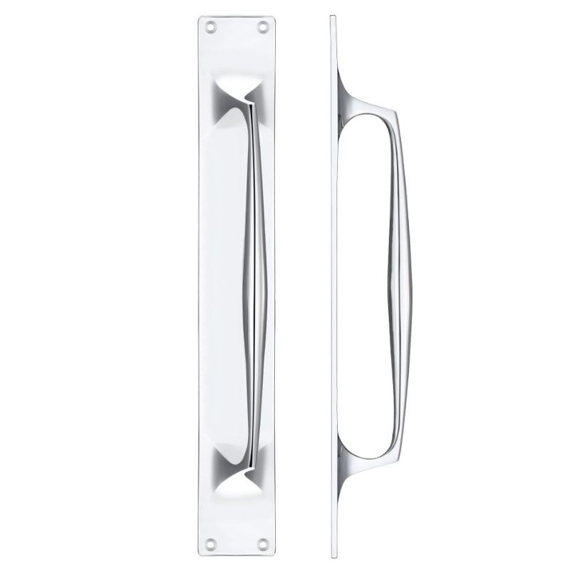 Zoo Cast Brass Pull Handle with Backplate - 425 x 60mm-Polished Chrome