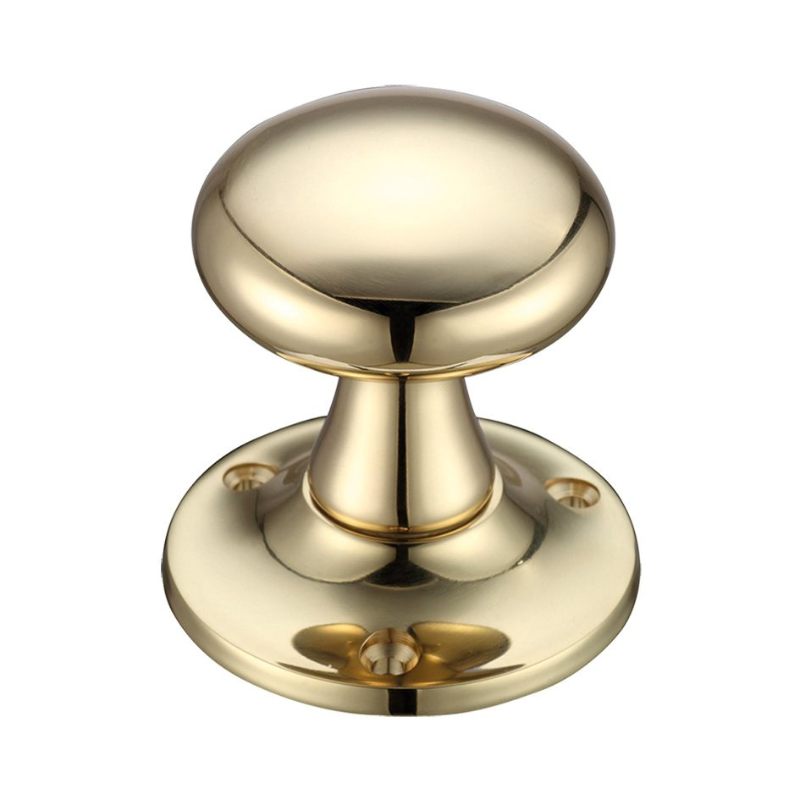 Zoo Mushroom Mortice Knob Furniture 60mm Rose dia.-Polished Brass