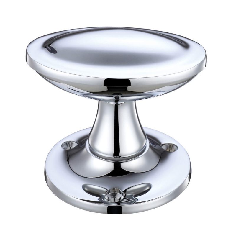 Zoo Oval Stepped Mortice Knob Furniture 60mm Rose Dia-Polished Chrome