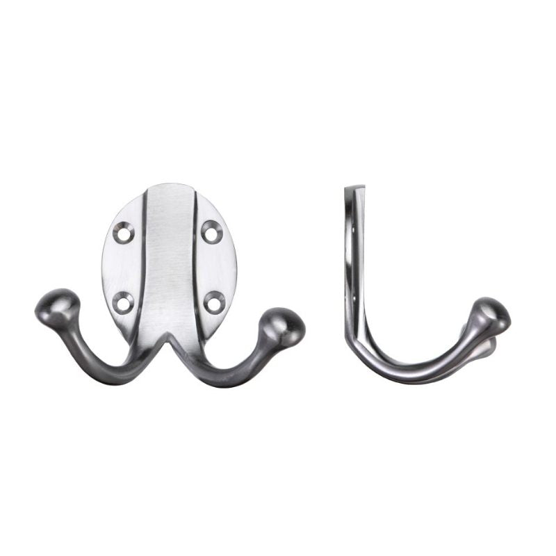 Zoo Double Robe Hook-Satin Chrome