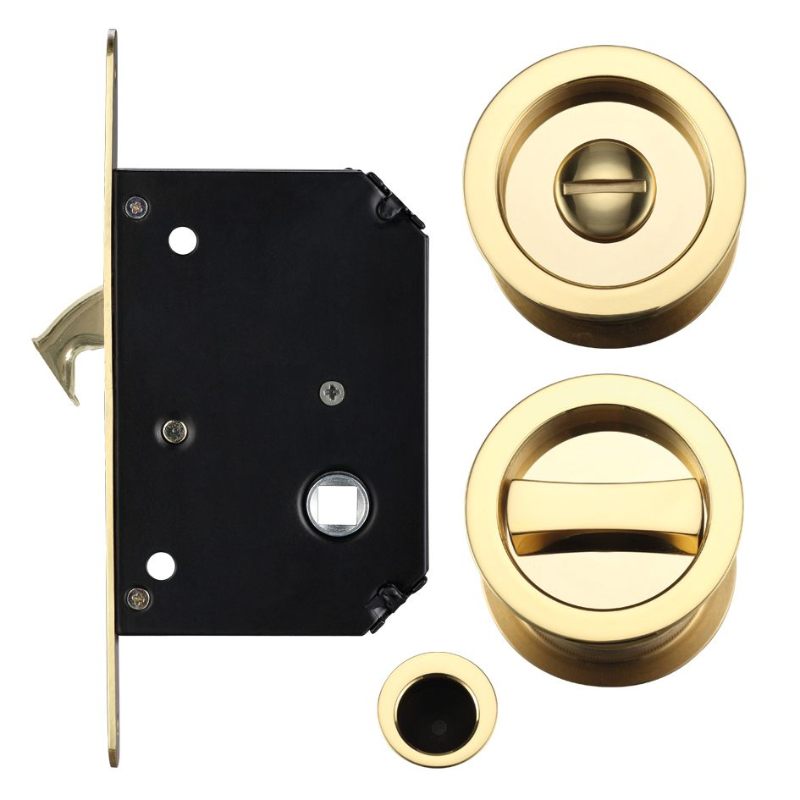 Zoo Sliding Door Lock Set - Suitable for 35-45mm Thick Doors-PVD Gold