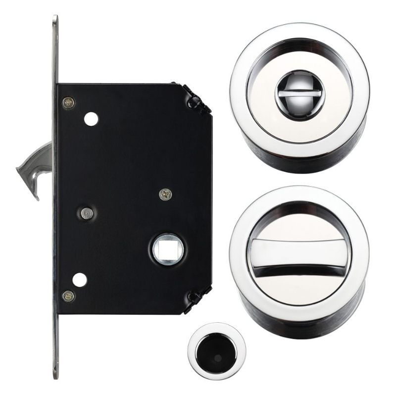 Zoo Sliding Door Lock Set - Suitable for 35-45mm Thick Doors-Polished Stainless