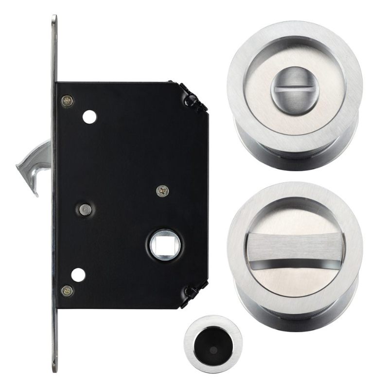 Zoo Sliding Door Lock Set - Suitable for 35-45mm Thick Doors-Satin Stainless