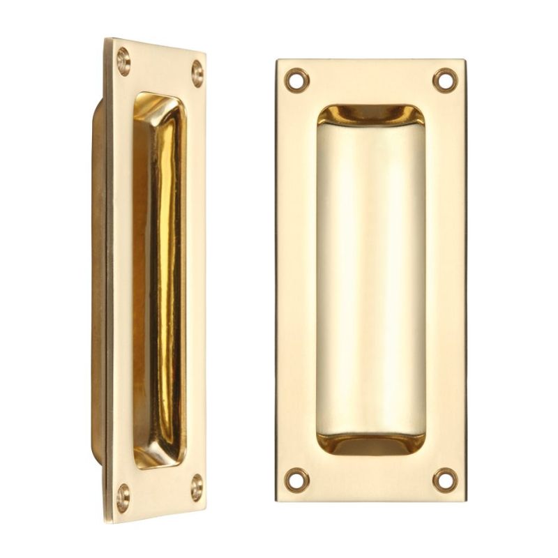 Zoo Flush Pull - 102 x 45mm 13mm Depth-Polished Brass