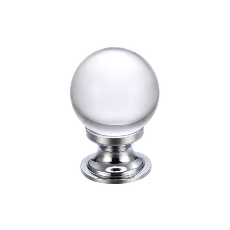 Zoo Glass Ball Cabinet Knob - Plain 25mm-Polished Chrome