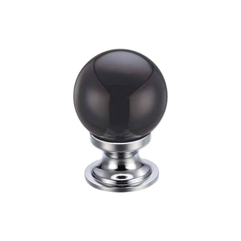 Zoo Glass Ball Cabinet Knob - Plain Black 25mm-Polished Chrome / Black Glass