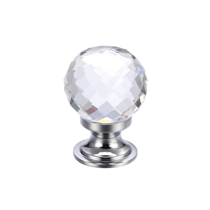 Zoo Glass Ball Cabinet Knob - Facetted 25mm-Polished Chrome