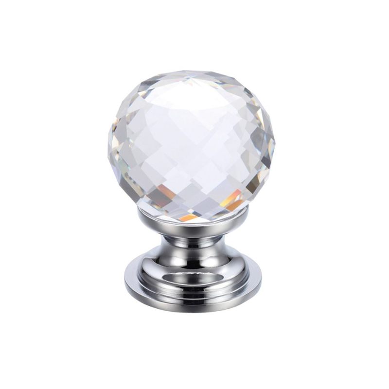 Zoo Glass Ball Cabinet Knob - Facetted 30mm-Polished Chrome