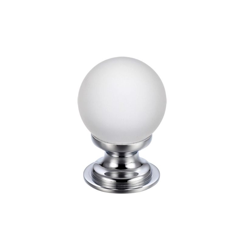 Zoo Glass Ball Cabinet Knob - Frosted 25mm-Polished Chrome