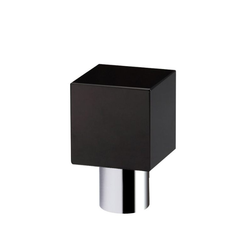 Zoo Cube Cupboard Knob - Black 25mm dia.-Polished Chrome / Black Glass