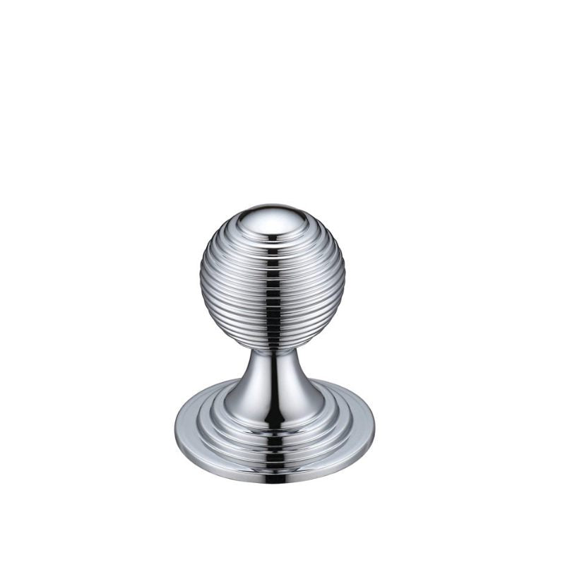 Zoo Queen Anne Ringed Knob 25mm rose dia.-Polished Chrome