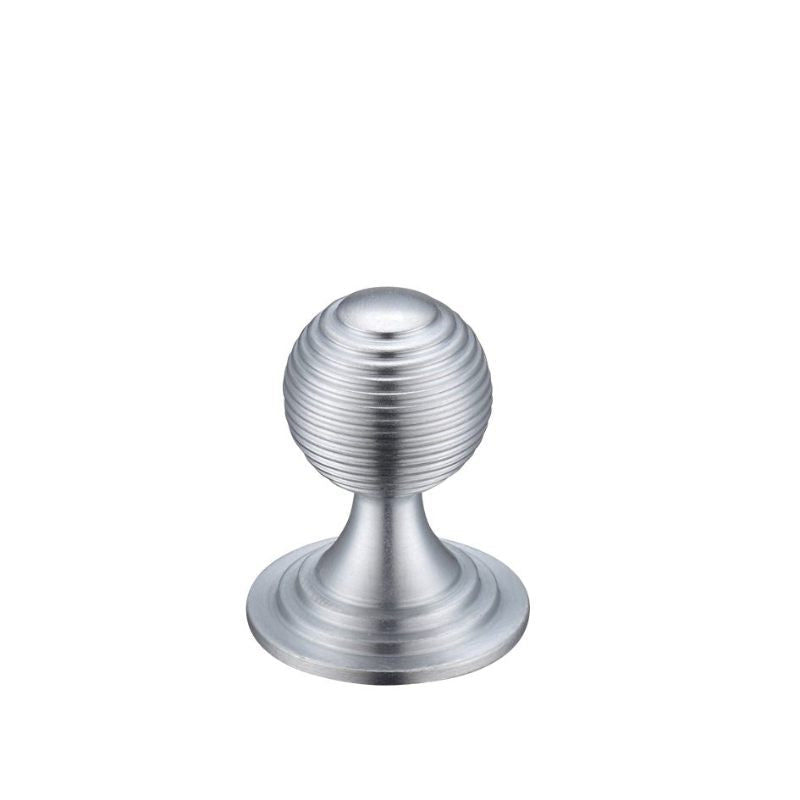 Zoo Queen Anne Ringed Knob 25mm rose dia.-Satin Chrome