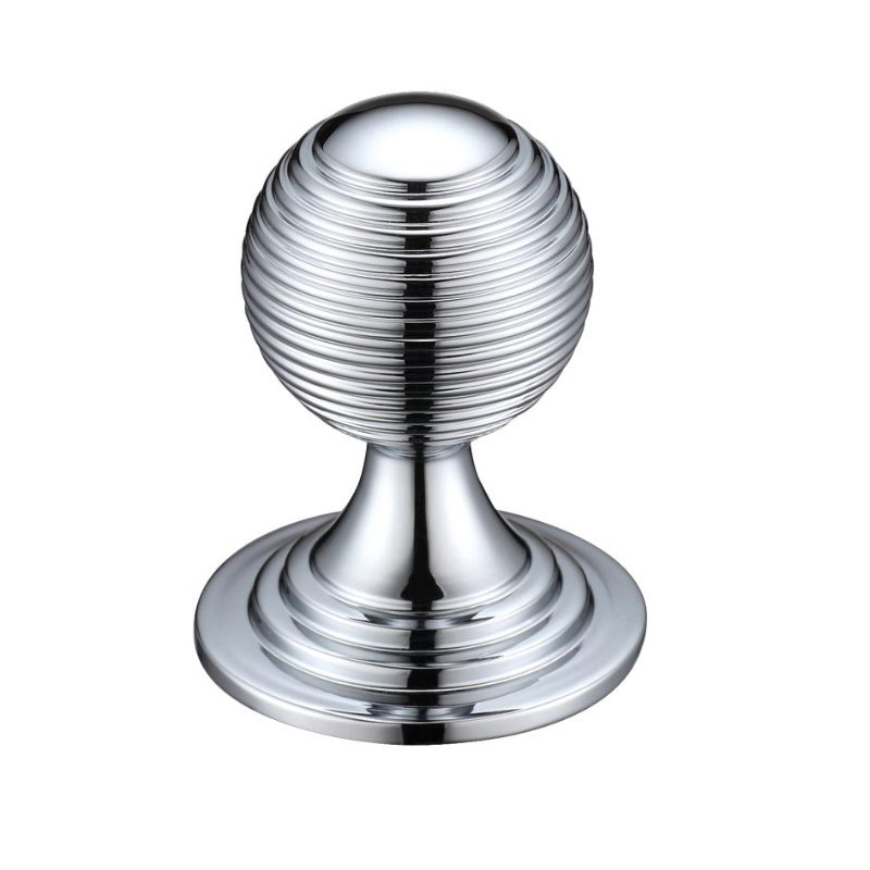 Zoo Queen Anne Ringed Knob 38mm rose dia.-Polished Chrome