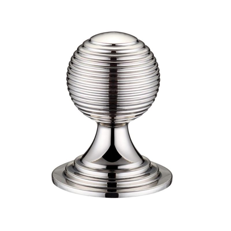 Zoo Queen Anne Ringed Knob 38mm rose dia. - Lacquered-Polished Nickel