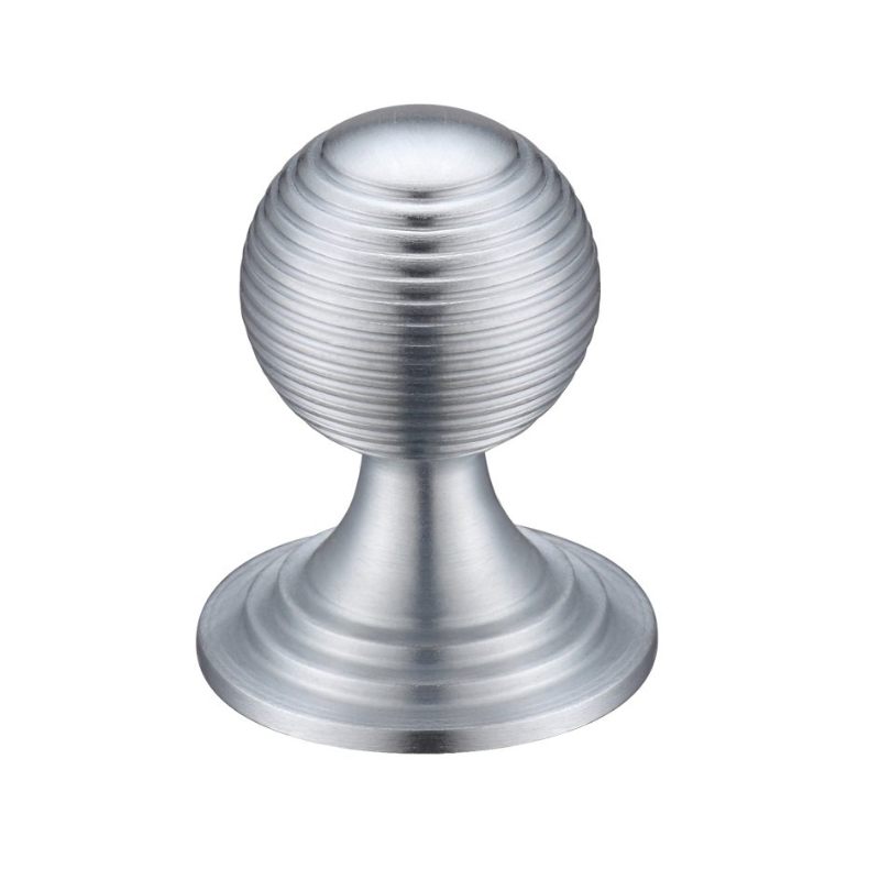 Zoo Queen Anne Ringed Knob 38mm rose dia.-Satin Chrome