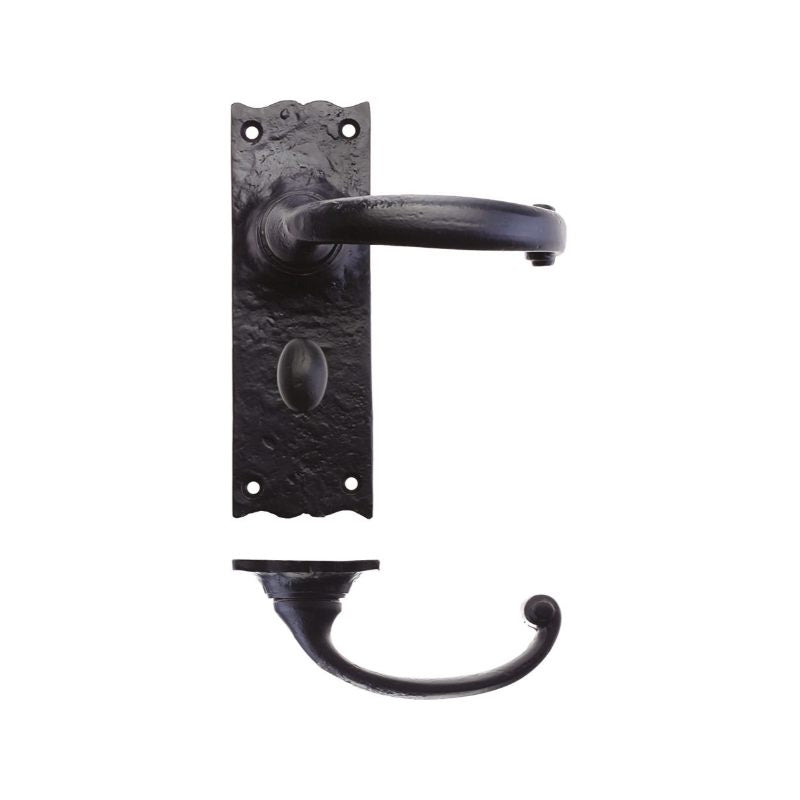 Zoo Traditional Lever on Bathroom Backplate - 6"-Black Antique