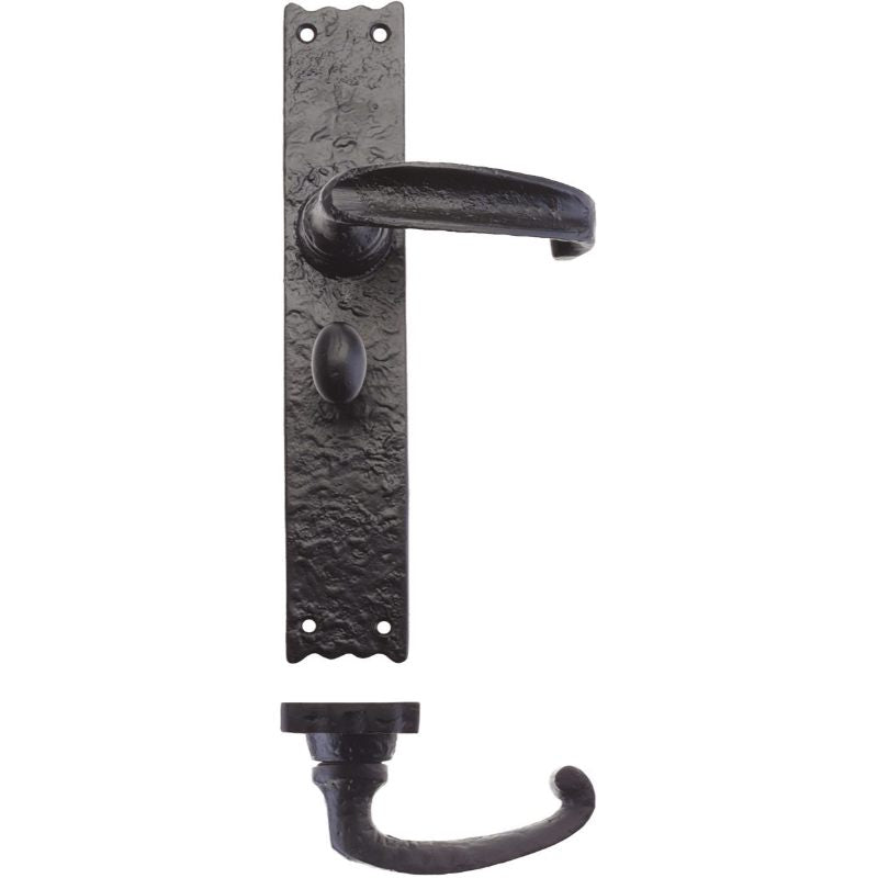 Zoo Traditional Lever on Bathroom Long Backplate - 10"-Black Antique