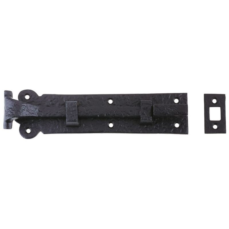 Zoo Cranked Plain Door Bolt - 200mm x 48mm-Black Antique