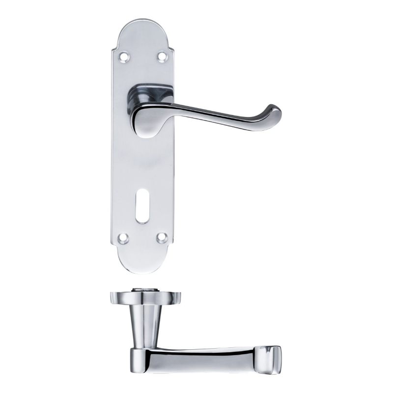 Zoo Project Oxford Lever on Lock Backplate - 168mm x 42mm-Polished Chrome