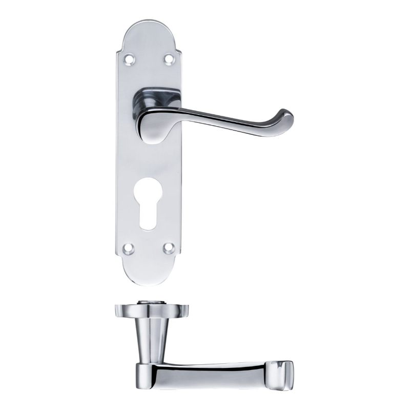 Zoo Project Oxford Lever on Europrofile Lock Backplate - 168mm x 42mm-Polished Chrome