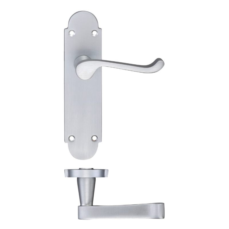 Zoo Project Oxford Lever on Latch Backplate - 168mm x 42mm-Satin Chrome