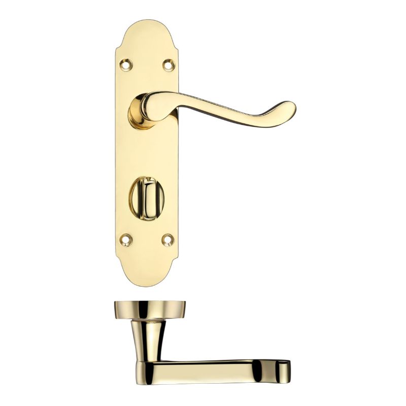 Zoo Project Oxford Lever on Bathroom Backplate - 168mm x 42mm-Electro Brass