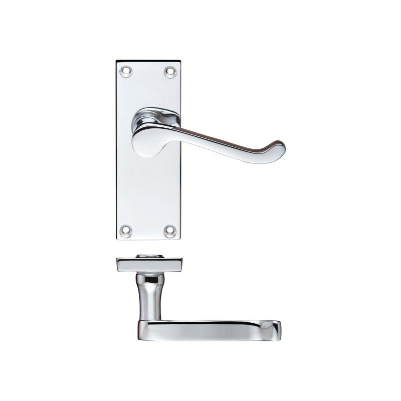 Zoo Project Victorian Scroll Lever on Latch Backplate - 114mm x 40mm-Polished Chrome