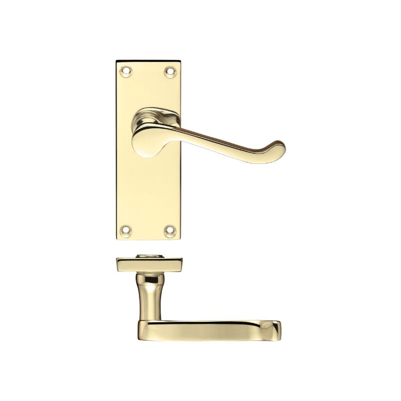 Zoo Project Victorian Scroll Lever on Latch Backplate - 114mm x 40mm-Electro Brass