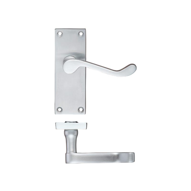 Zoo Project Victorian Scroll Lever on Latch Backplate - 114mm x 40mm-Satin Chrome