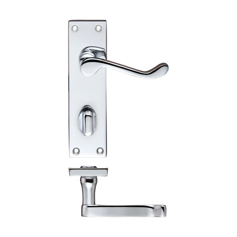 Zoo Project Victorian Scroll Lever on Bathroom Backplate -150mm x 40mm-Polished Chrome