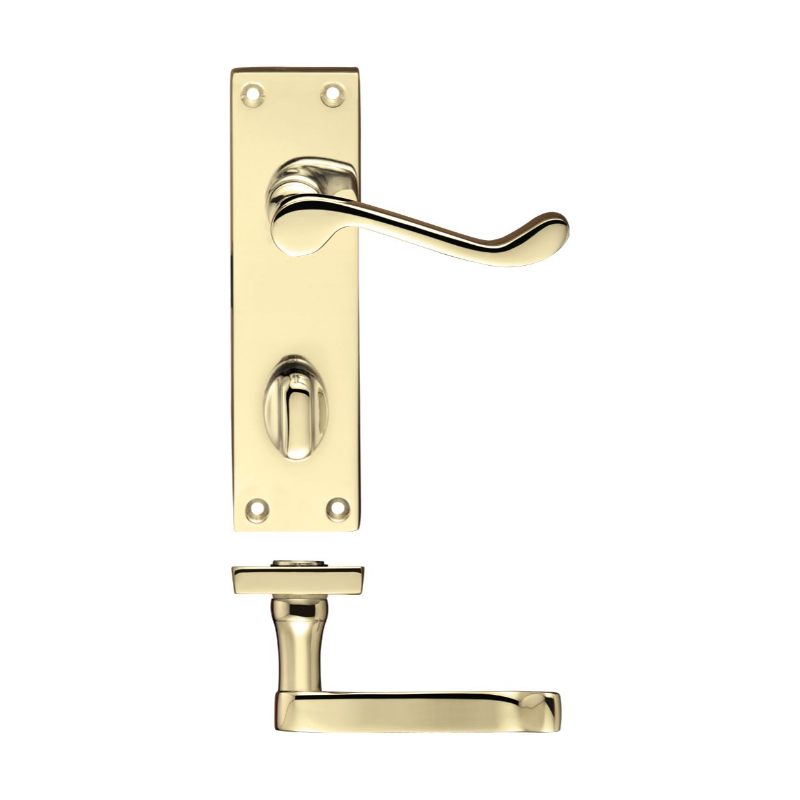 Zoo Project Victorian Scroll Lever on Bathroom Backplate -150mm x 40mm-Electro Brass