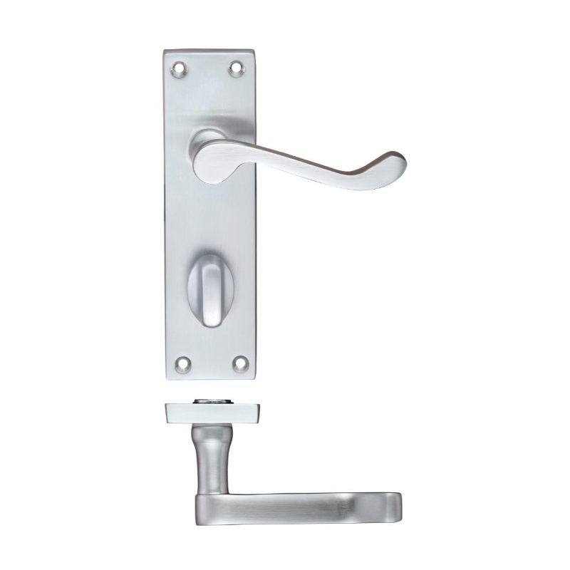 Zoo Project Victorian Scroll Lever on Bathroom Backplate -150mm x 40mm-Satin Chrome