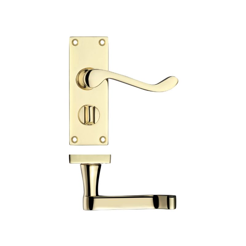 Zoo Project Victorian Scroll Lever on Privacy Backplate -114mm x 40mm-Electro Brass