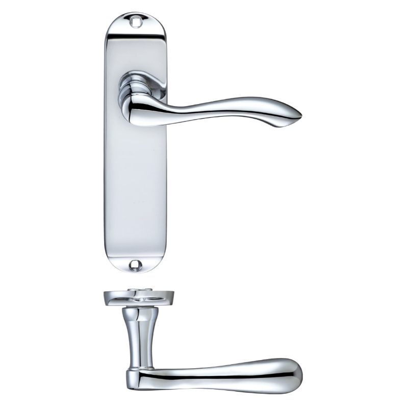 Zoo Project Arundel Lever on Latch Backplate - 180mm x 40mm-Polished Chrome