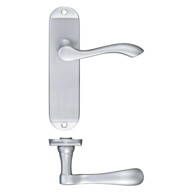 Zoo Project Arundel Lever on Latch Backplate - 180mm x 40mm-Satin Chrome