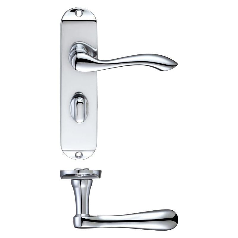 Zoo Project Arundel Lever on Bathroom Backplate - 180mm x 40mm-Polished Chrome