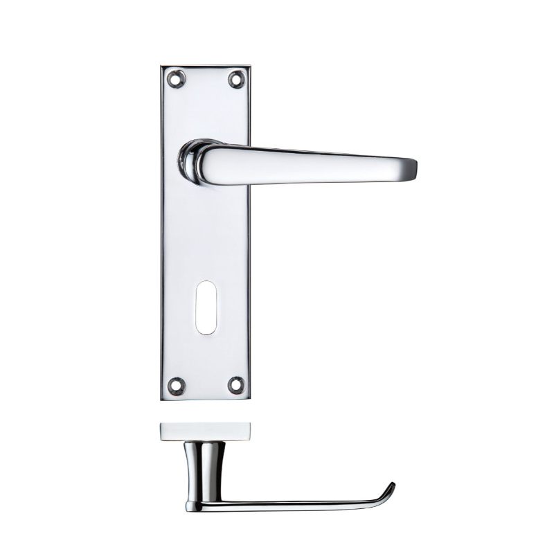 Zoo Project Victorian Flat Lever on Lock Backplate 150 x 40mm-Polished Chrome