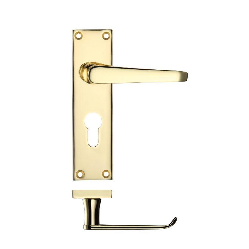 Zoo Project Victorian Flat Lever on Europrofile Lock Backplate 150 x 40mm-Electro Brass