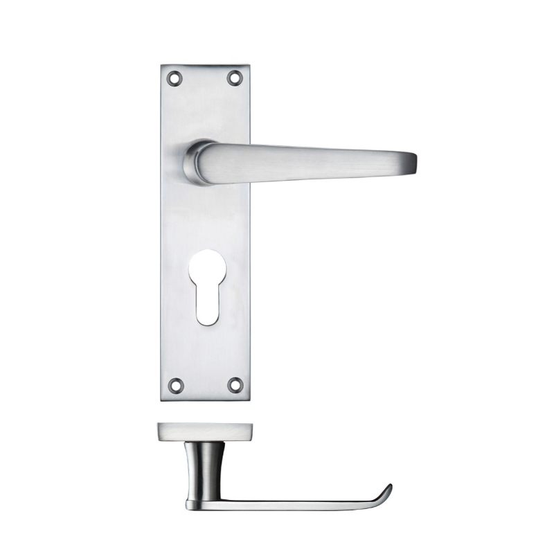 Zoo Project Victorian Flat Lever on Europrofile Lock Backplate 150 x 40mm-Satin Chrome