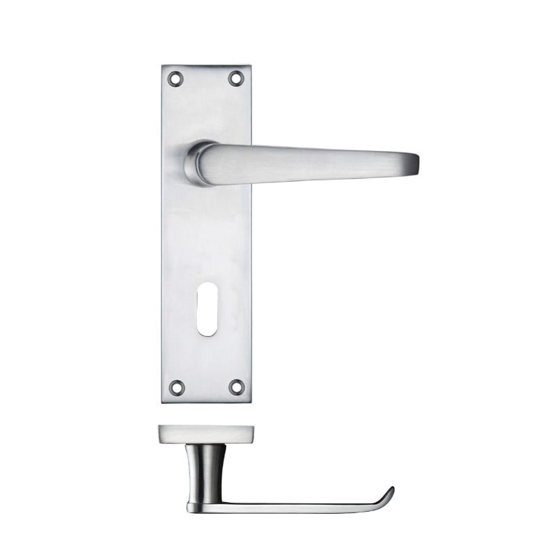 Zoo Project Victorian Flat Lever on Lock Backplate 150 x 40mm-Satin Chrome