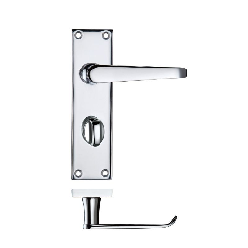 Zoo Project Victorian Flat Lever on Bathroom Backplate 150 x 40mm-Polished Chrome